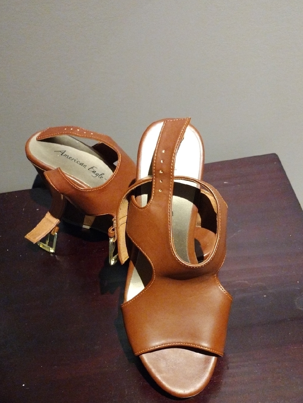 American Eagle Outfitters Cognac Brown Cutout Heeled Sandals